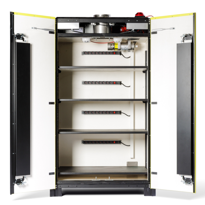 Loxxer loxk2000 VDMA accukast open aanzicht. MIA subsidie lithium accukast